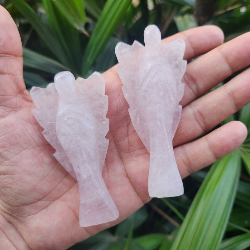 Rose Quartz Arch Angel with long wings