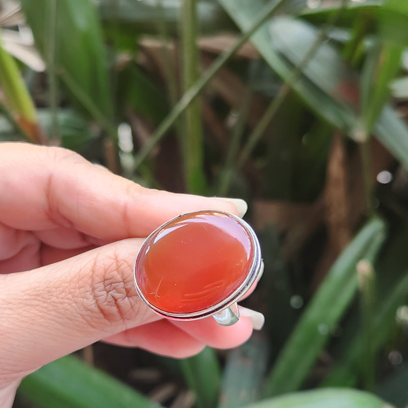 Certified Carnelian Adjustable Rings- R9
