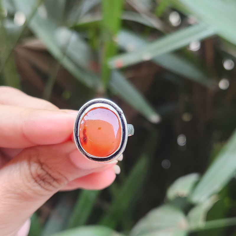 Certified Carnelian Adjustable Rings- R11
