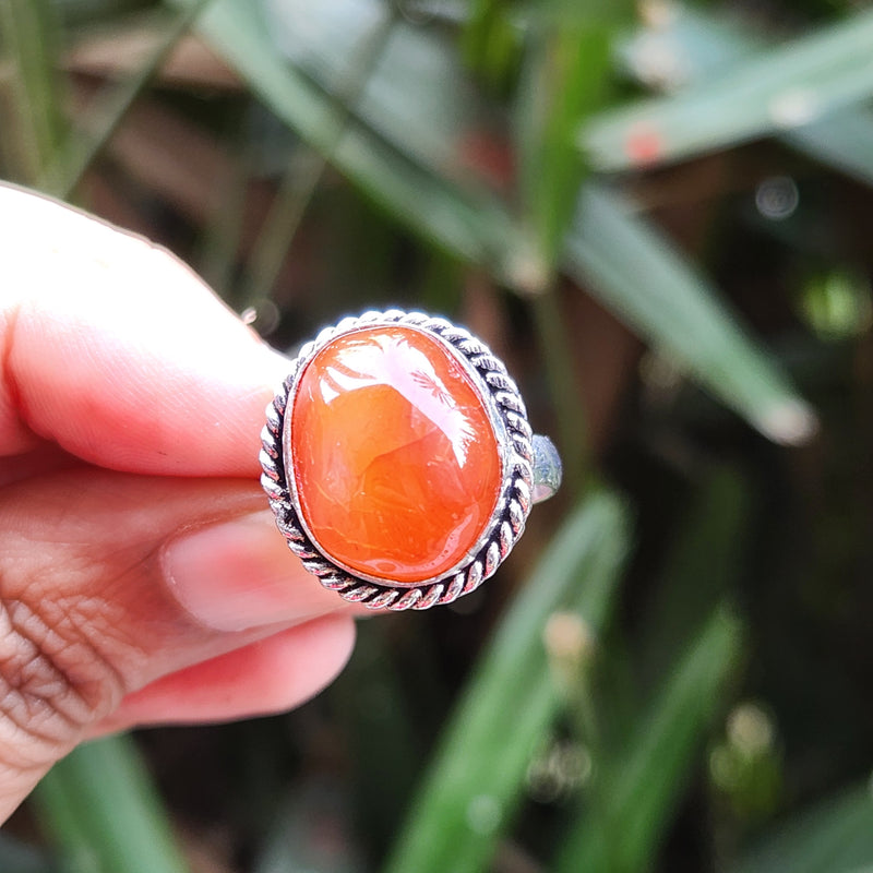 Certified Carnelian Adjustable Rings- R13