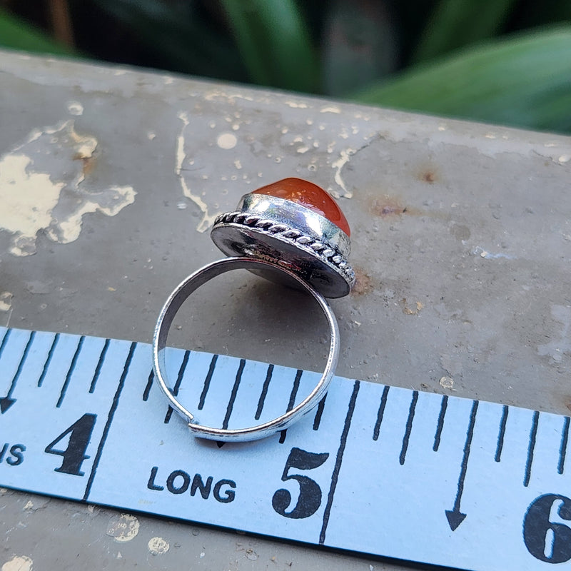 Certified Carnelian Adjustable Rings- R13