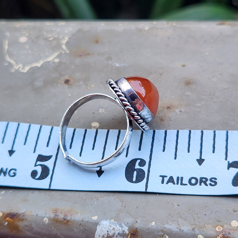 Certified Carnelian Adjustable Rings- R13