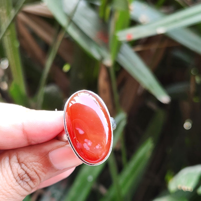 Certified Carnelian Adjustable Rings- R18