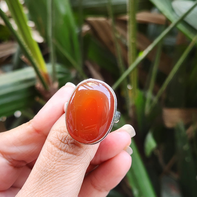 Certified Carnelian Adjustable Rings- R24