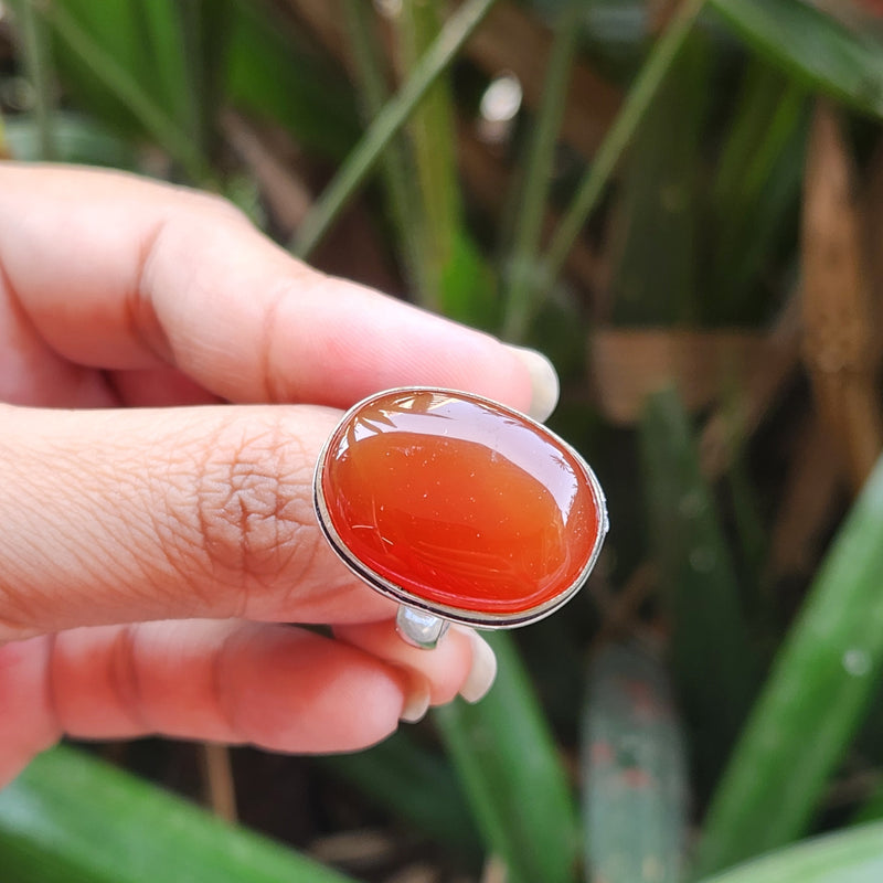 Certified Carnelian Adjustable Rings- R24