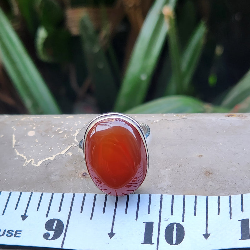 Certified Carnelian Adjustable Rings- R24