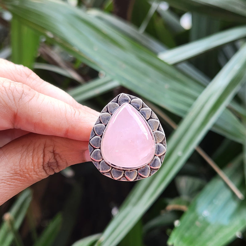 Certified Rose Quartz Adjustable Rings- R35