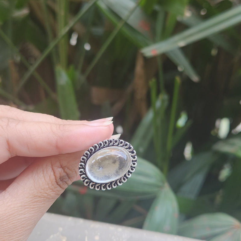 Certified Clear Quartz Adjustable Rings- R4