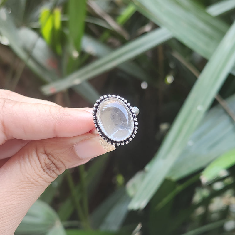 Certified Clear Quartz Adjustable Rings- R6