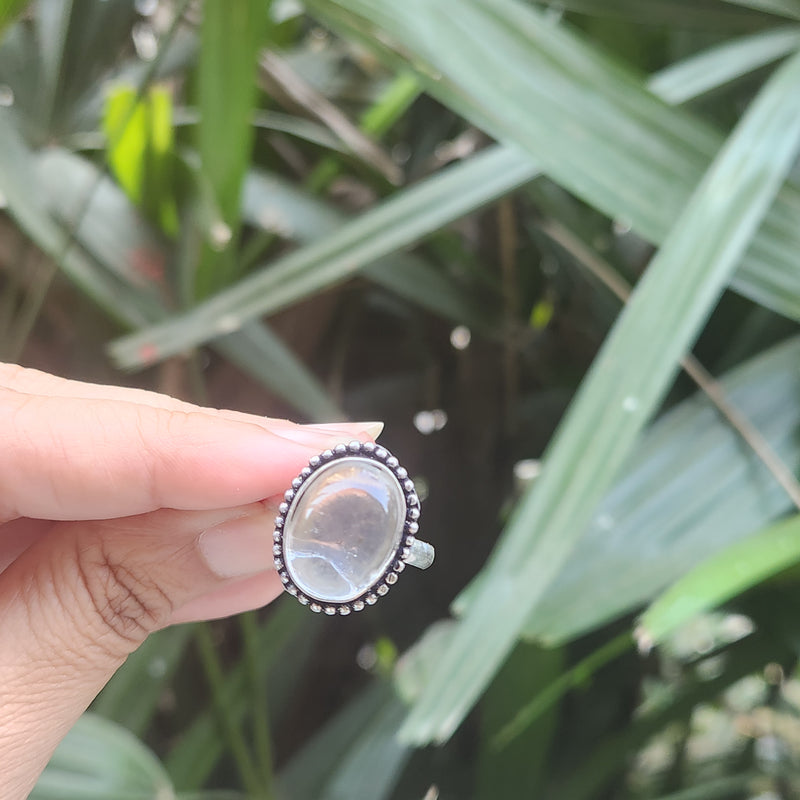 Certified Clear Quartz Adjustable Rings- R6