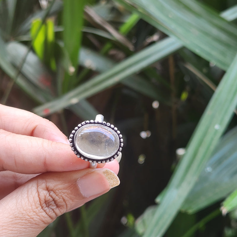 Certified Clear Quartz Adjustable Rings- R6