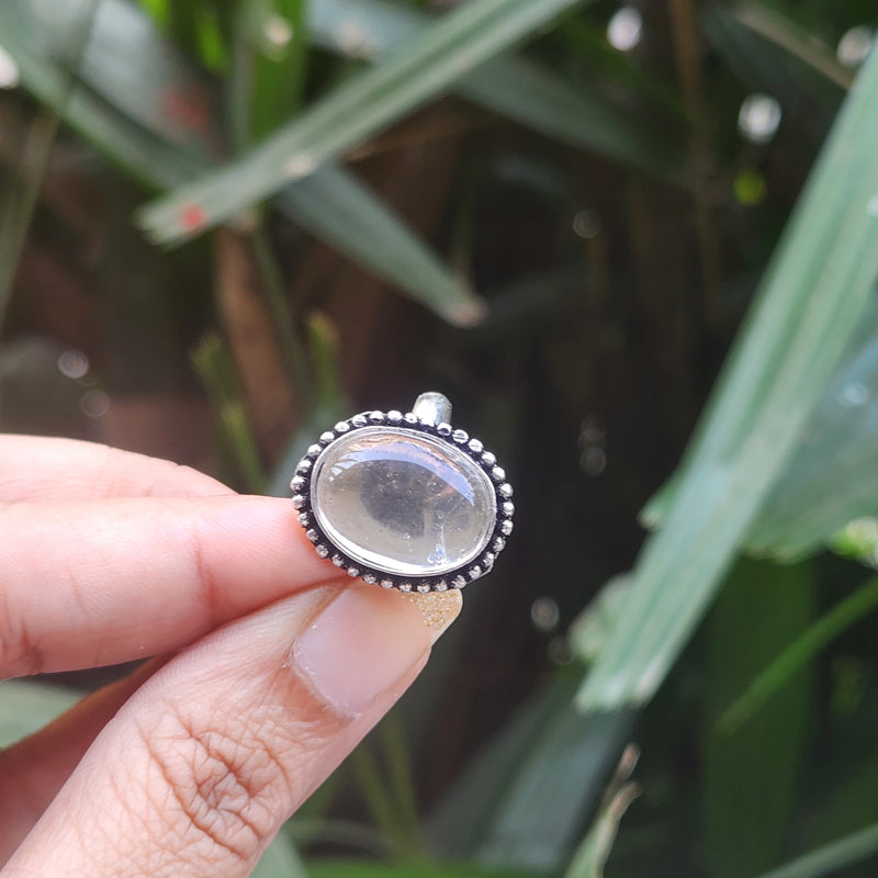 Certified Clear Quartz Adjustable Rings- R6