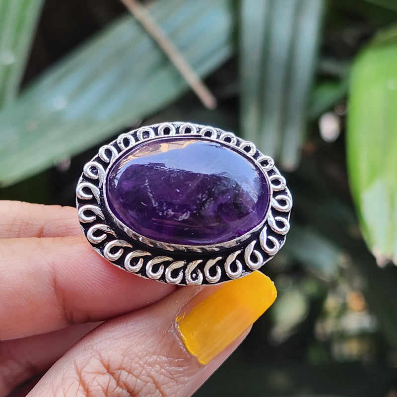 Certified Amethyst Adjustable Rings- Design 10