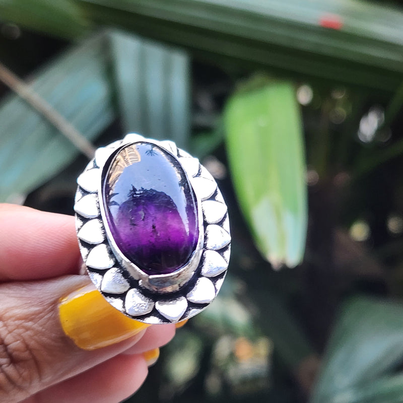 Certified Amethyst Adjustable Rings- Design 16