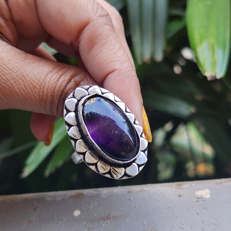 Certified Amethyst Adjustable Rings- Design 16
