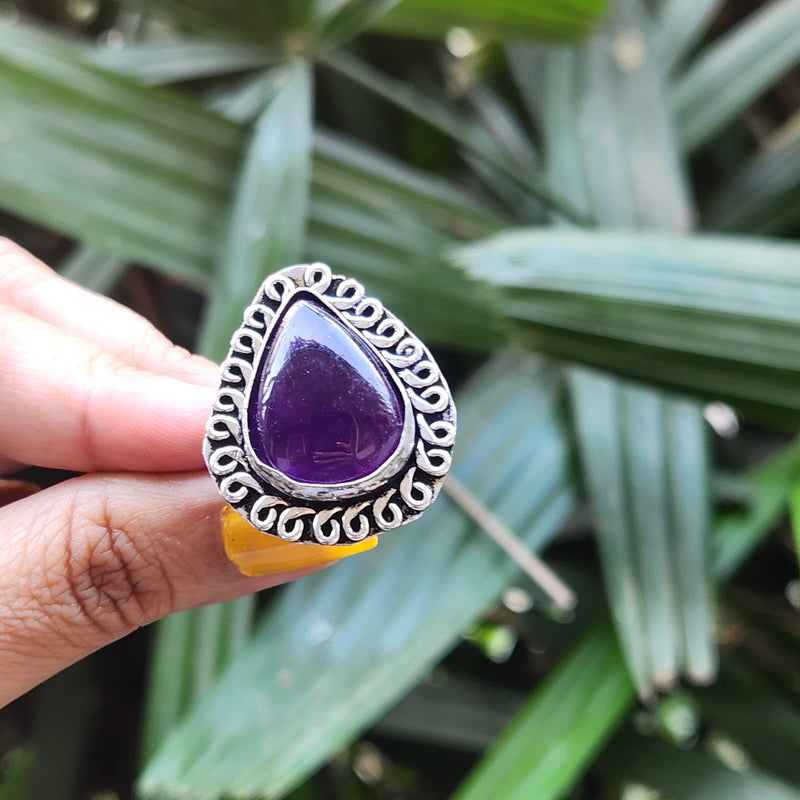 Certified Amethyst Adjustable Rings- Design 24