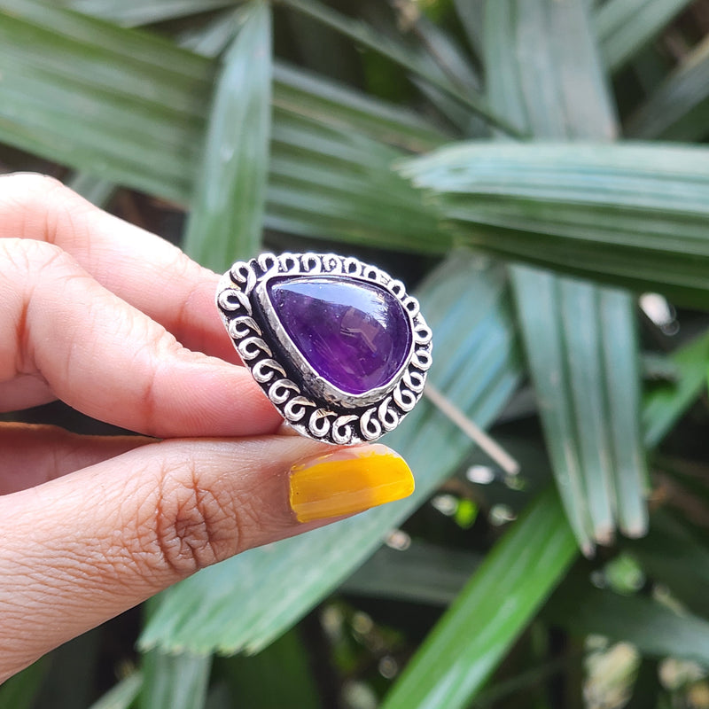 Certified Amethyst Adjustable Rings- Design 24