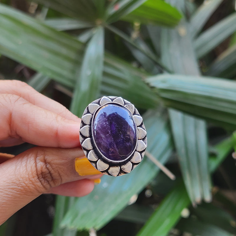 Certified Amethyst Adjustable Rings- Design 25