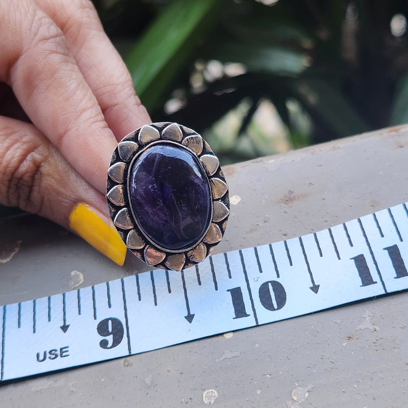 Certified Amethyst Adjustable Rings- Design 25