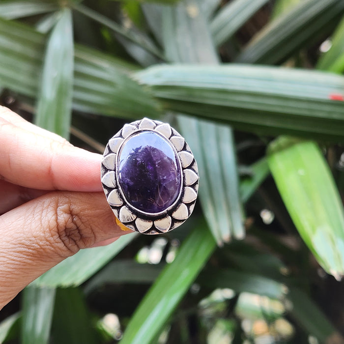 Certified Amethyst Adjustable Rings- Design 25