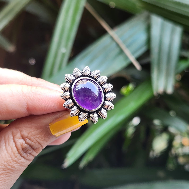 Certified Amethyst Adjustable Rings- Design 26