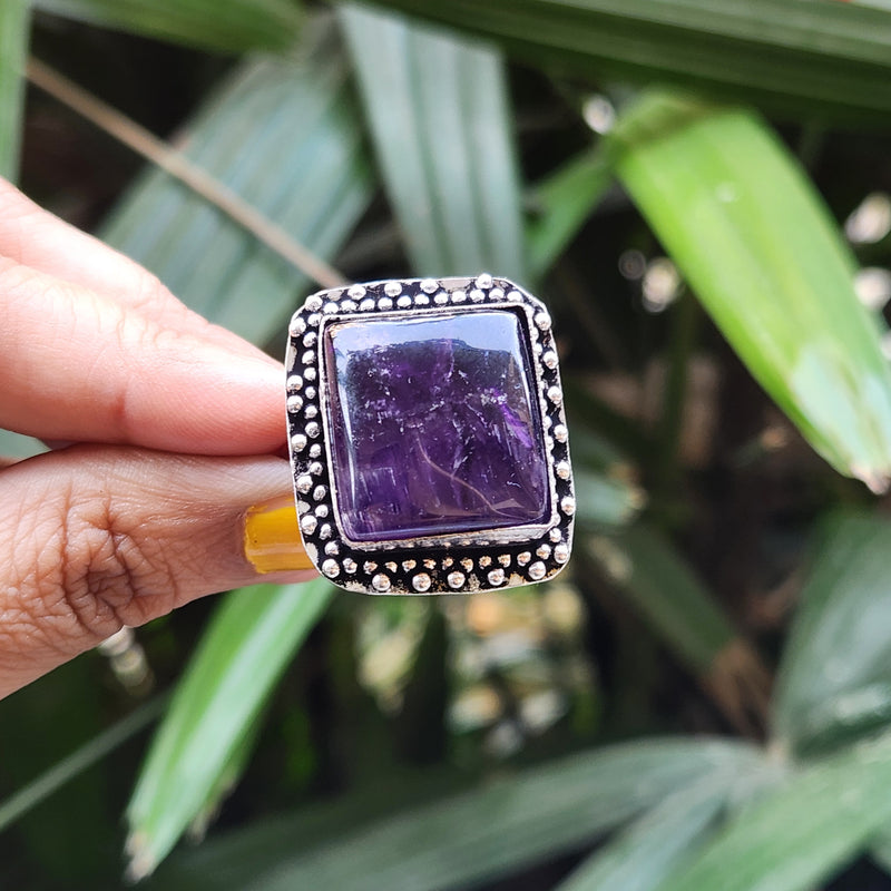 Certified Amethyst Adjustable Rings- Design 29