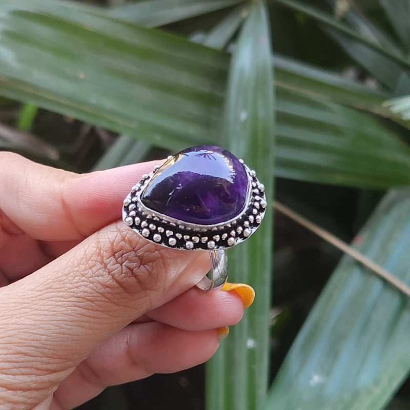 Certified Amethyst Adjustable Rings- Design 30