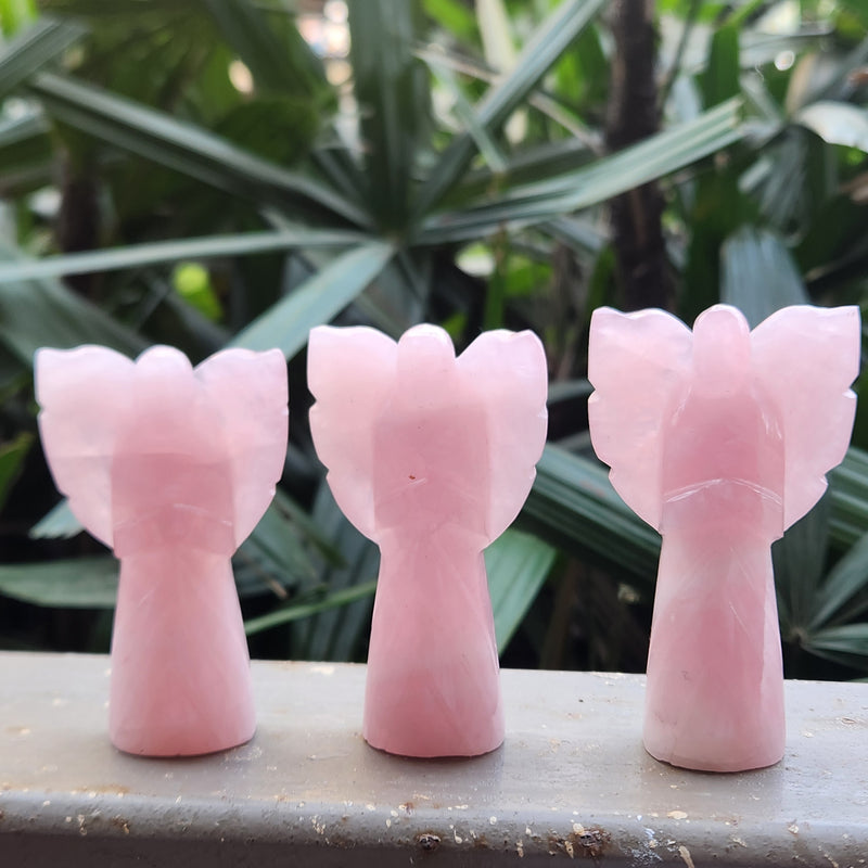 Rose Quartz Arch Angel with long wings
