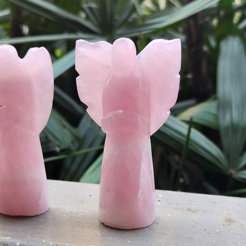 Rose Quartz Arch Angel with long wings