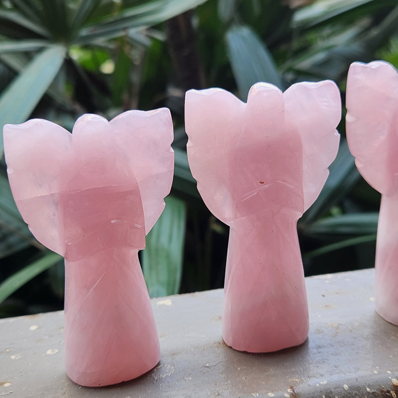 Rose Quartz Arch Angel with long wings