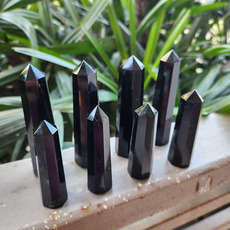 Black Obsidian Crystal Wand / Tower