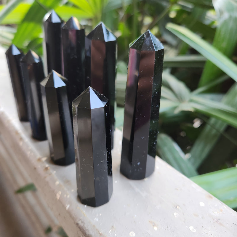 Black Obsidian Crystal Wand / Tower