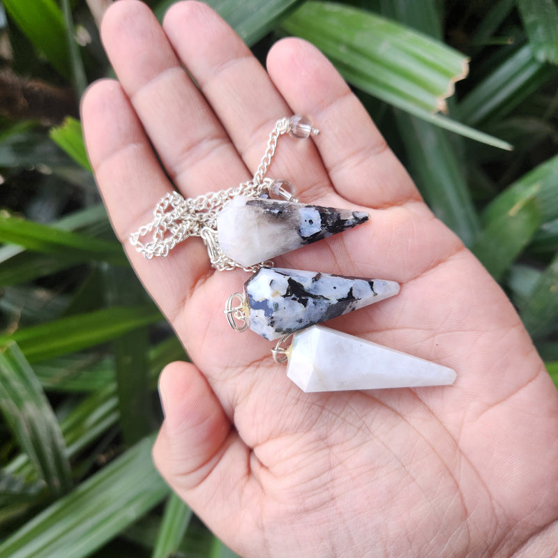 Rainbow Moonstone Crystal Pendulum