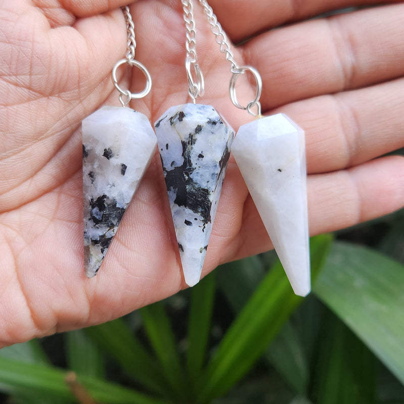 Rainbow Moonstone Crystal Pendulum