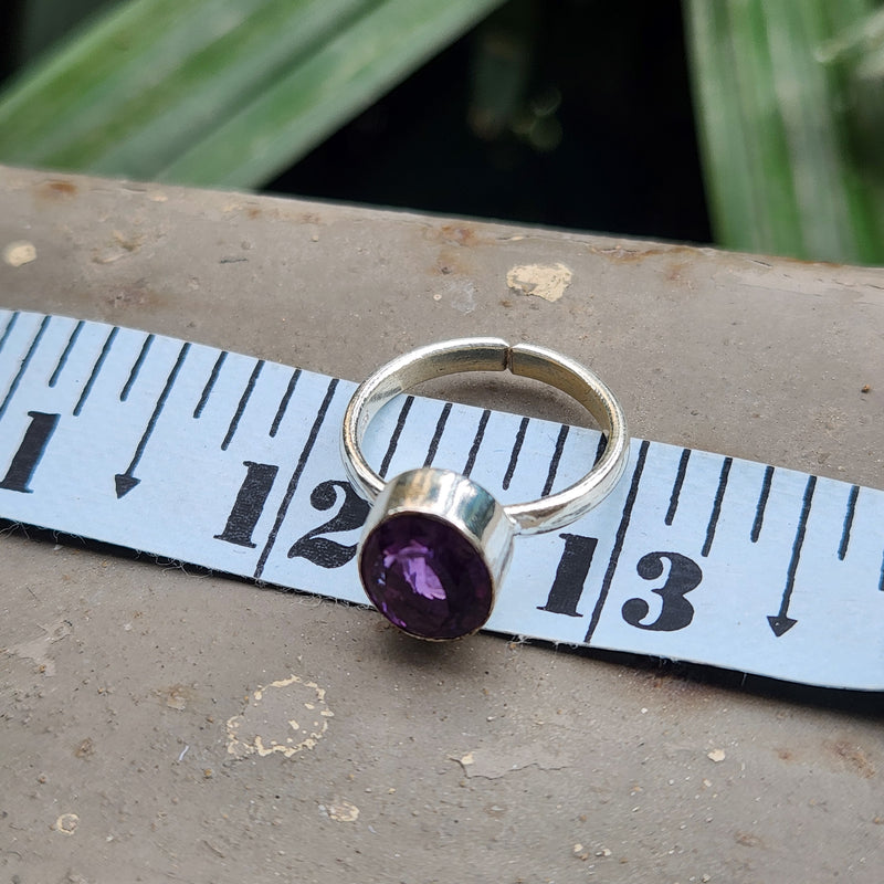 Certified Amethyst Gemstone 925 Silver Adjustable Rings - Ring16