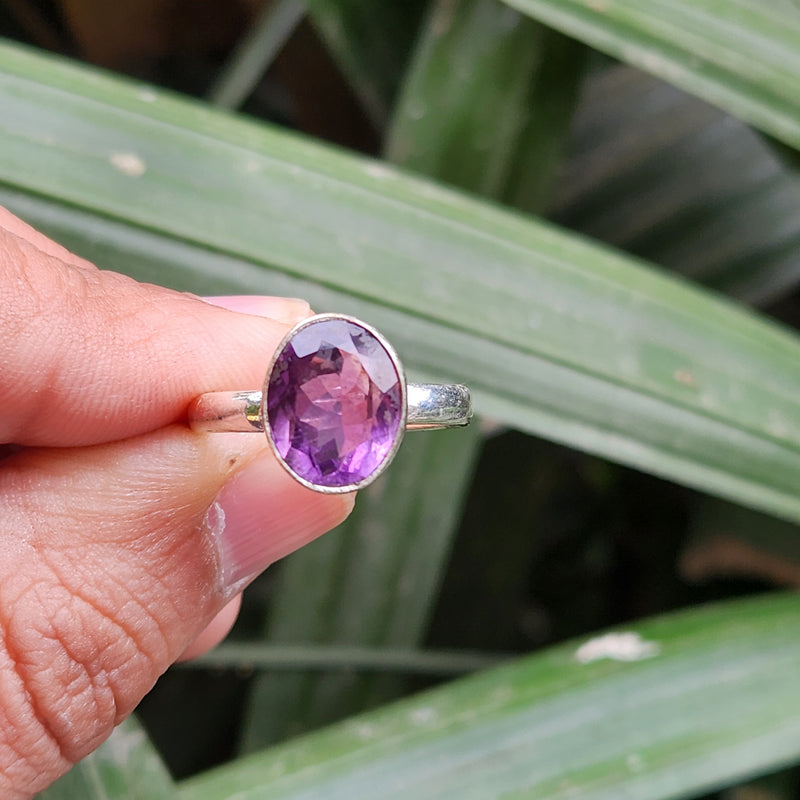 Certified Amethyst Gemstone 925 Silver Adjustable Rings - Ring16