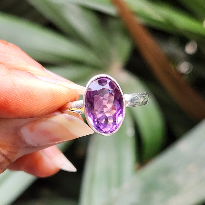 Certified Amethyst Gemstone 925 Silver Adjustable Rings - Ring17