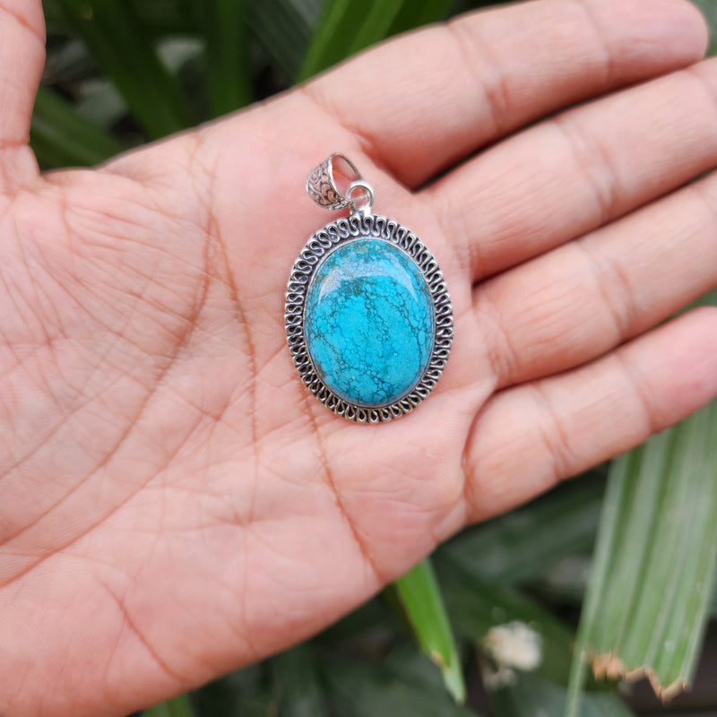 Certified Turquoise Firoza Pendant for Psychic Powers & Communication -Design 1