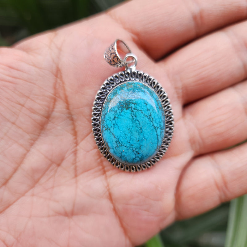Certified Turquoise Firoza Pendant for Psychic Powers & Communication -Design 1