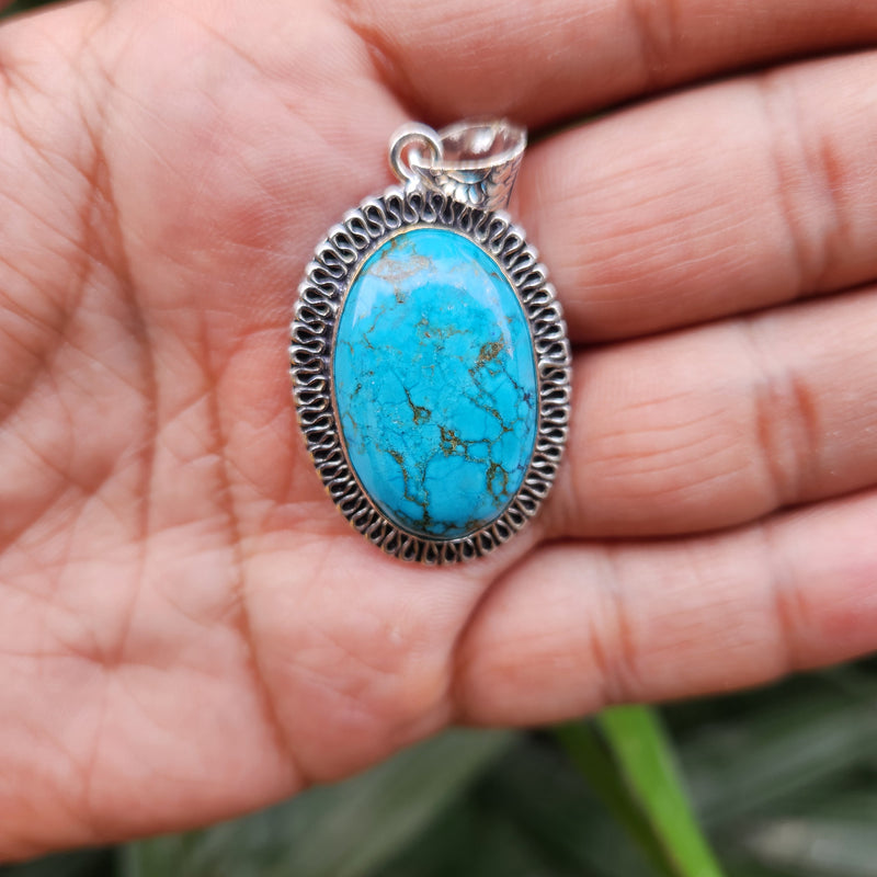 Certified Turquoise Firoza Pendant for Psychic Powers & Communication -Design 2