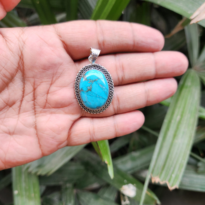 Certified Turquoise Firoza Pendant for Psychic Powers & Communication -Design 4