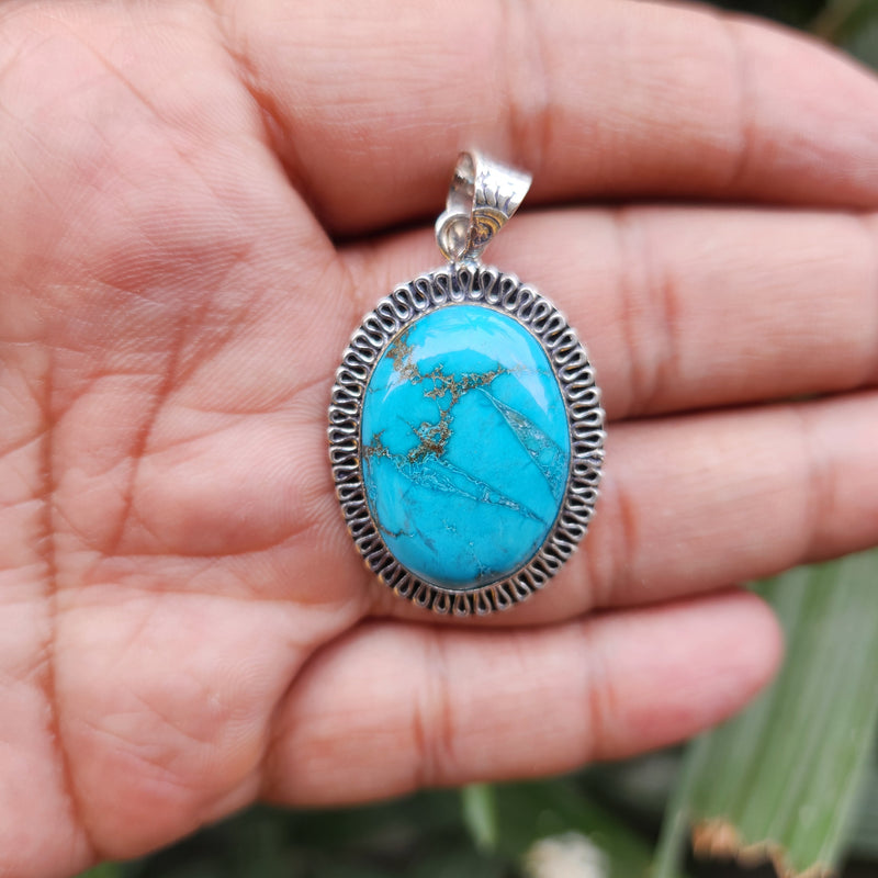 Certified Turquoise Firoza Pendant for Psychic Powers & Communication -Design 4
