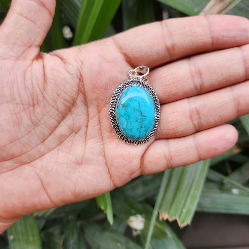 Certified Turquoise Firoza Pendant for Psychic Powers & Communication -Design 5