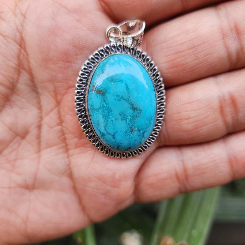 Certified Turquoise Firoza Pendant for Psychic Powers & Communication -Design 5