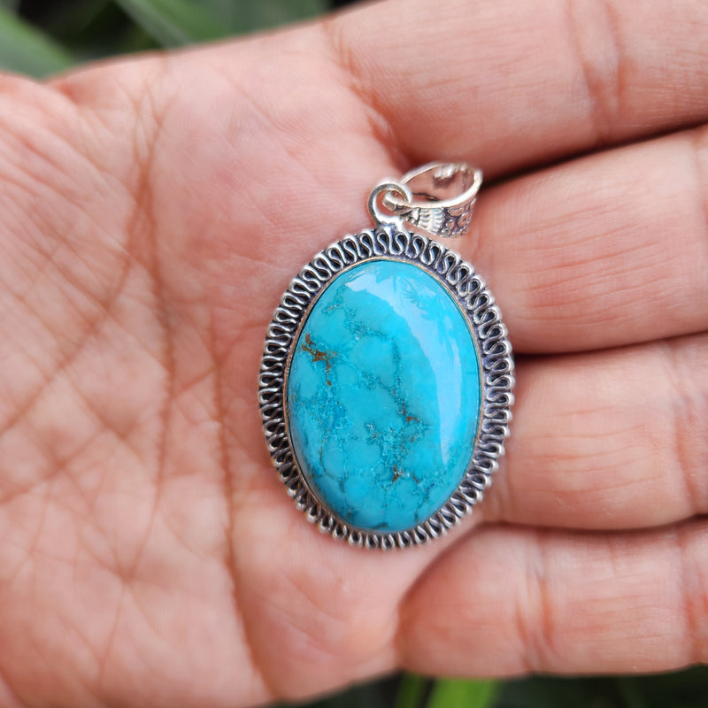 Certified Turquoise Firoza Pendant for Psychic Powers & Communication -Design 5