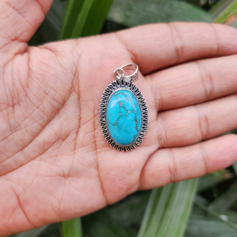 Certified Turquoise Firoza Pendant for Psychic Powers & Communication -Design 6