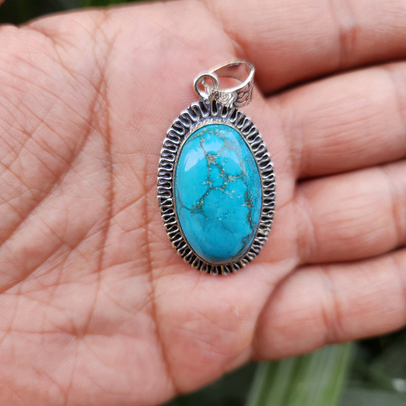 Certified Turquoise Firoza Pendant for Psychic Powers & Communication -Design 6
