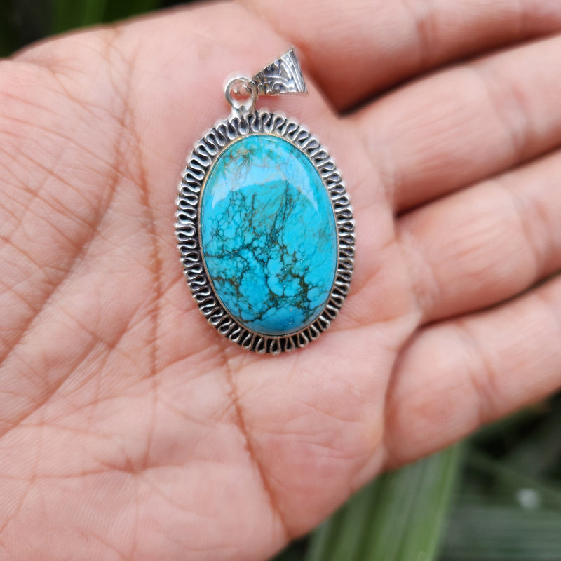 Certified Turquoise Firoza Pendant for Psychic Powers & Communication -Design 8