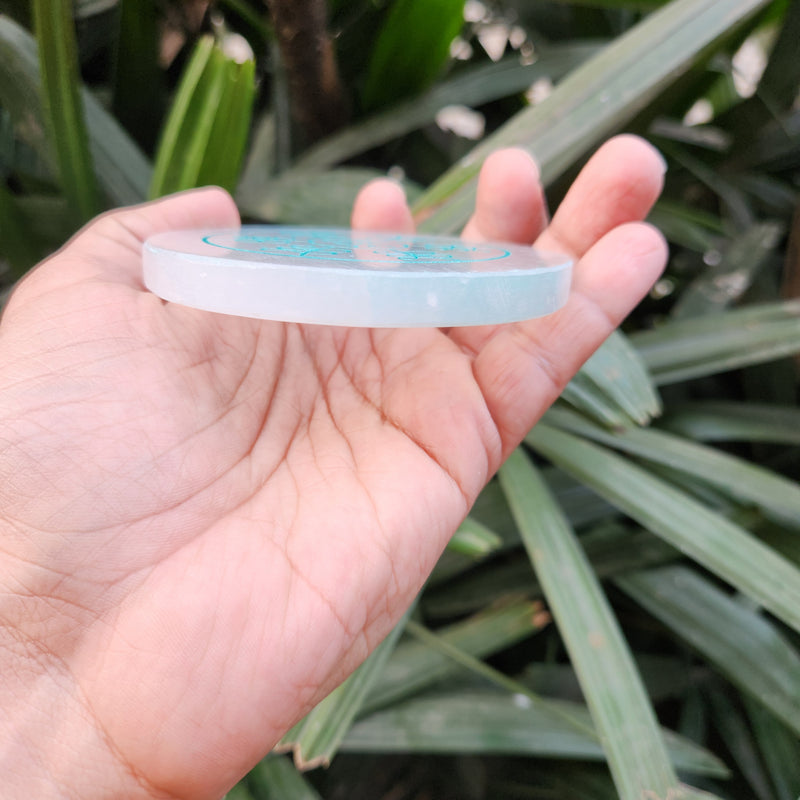 Selenite Charging & Protection Plate with Money abundance grabovoi