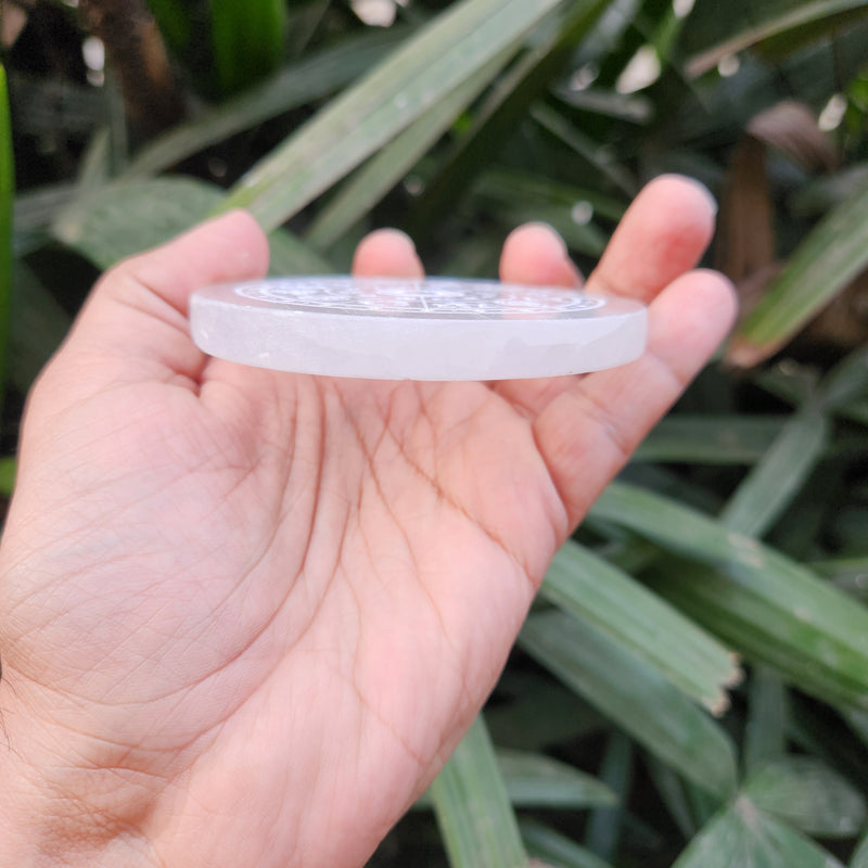 Selenite Charging & Protection Plate with Zodiac Signs